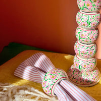 luxury table setting accessories

table décor accessories

elegant table styling

stylish table setting

dining table accessories

hand painted Kashmiri napkin rings

artisan table décor from Kashmir

handcrafted table accessories

decorative floral napkin rings

luxury artisan napkin rings