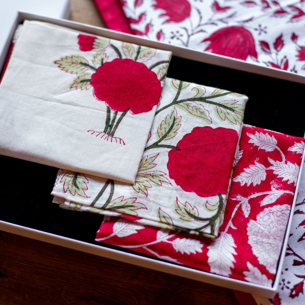 Christmas Blockprint Hankies - Set of Three