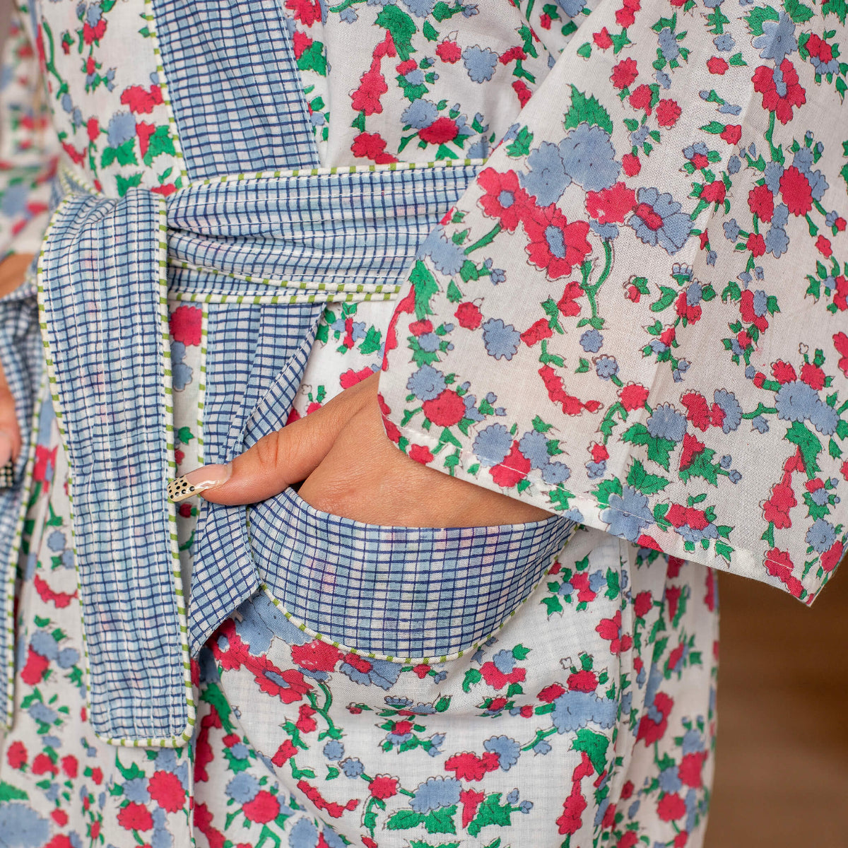 SOPHIE Blockprint Long Dressing Gown
