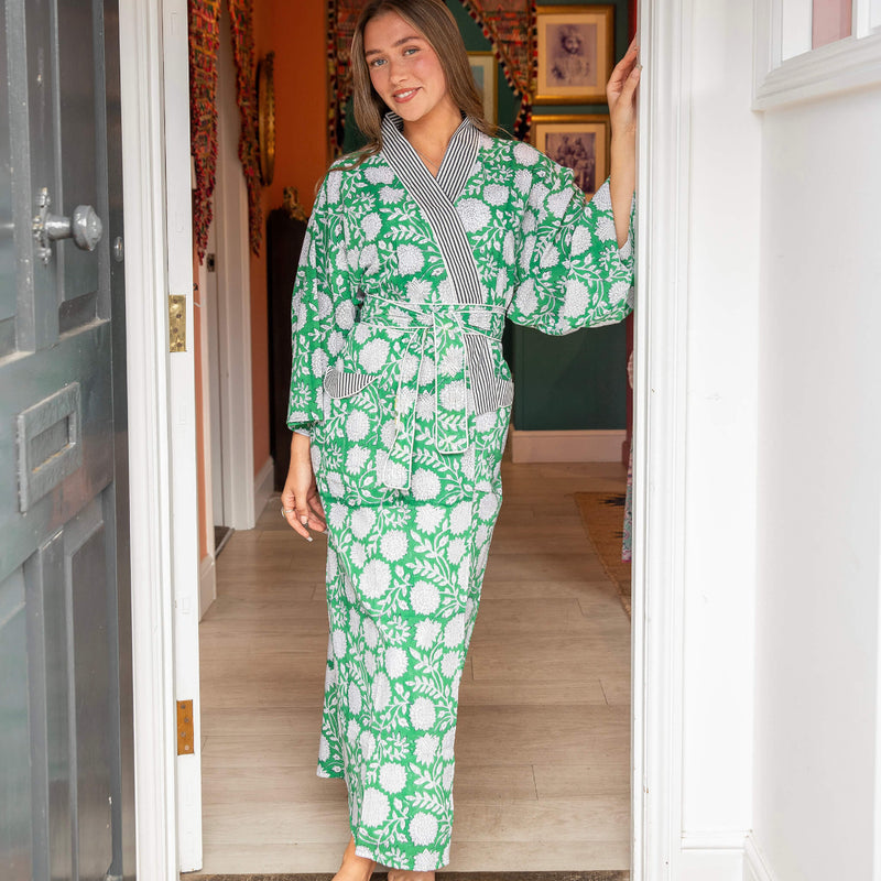 ZINAT Blockprint Long Dressing Gown