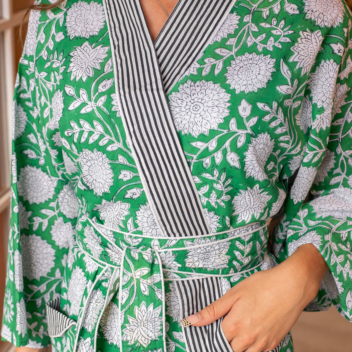 ZINAT Blockprint Long Dressing Gown
