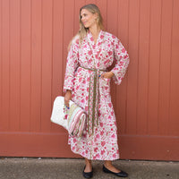 INDIA Pink Blockprint Dressing Gown