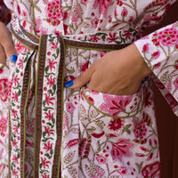 INDIA Pink Blockprint Dressing Gown