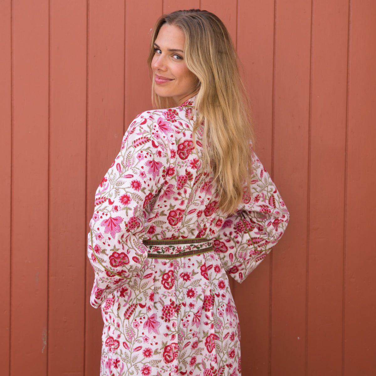 INDIA Pink Blockprint Dressing Gown