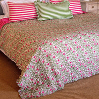 blockprint quilt, Indian blockprint quilt, hand stitched quilt, hand quilted cotton quilt, lightweight spring quilt, blockprint bedspread, cotton quilt UK, handmade quilt, kantha style quilt, artisan blockprint bedding, spring bedspread, quilted cotton throw