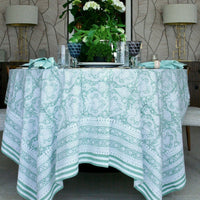 tablecloths, block print table linen, printed tablecloths, spring table linens, spring tablecloths, faro tablecloths. Farohome blockprint tablecloth