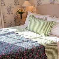 blockprint quilt, Indian blockprint quilt, hand stitched quilt, hand quilted cotton quilt, lightweight spring quilt, blockprint bedspread, cotton quilt UK, handmade quilt, kantha style quilt, artisan blockprint bedding, spring bedspread, quilted cotton throw