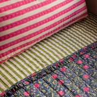 JARDIN Navy Padded Kantha Bedspread