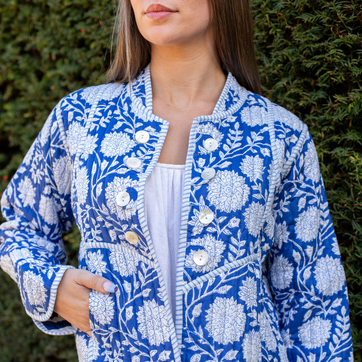 ZINAT BLUE Short Quilted Cotton Jacket