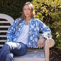 ZINAT BLUE Short Quilted Cotton Jacket