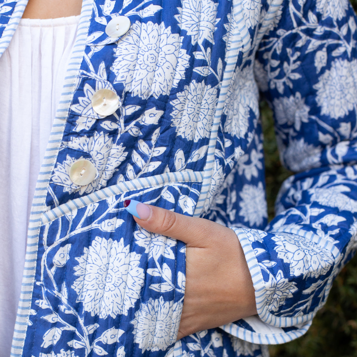 ZINAT BLUE Short Quilted Cotton Jacket