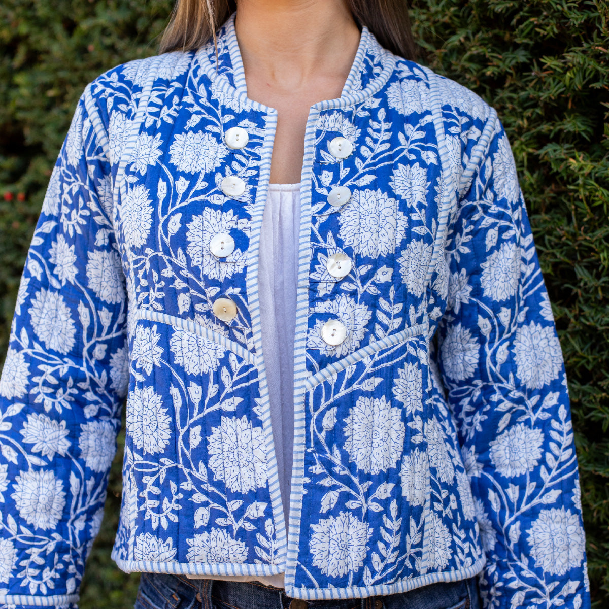 ZINAT BLUE Short Quilted Cotton Jacket