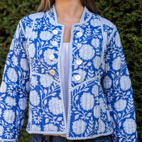 ZINAT BLUE Short Quilted Cotton Jacket