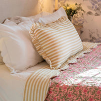 LEXI SAND Stripe Ruffle Long Cushion