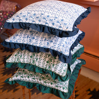 LIANA Blue Blockprint Square Cushion