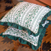 LIANA Green Blockprint Square Cushion