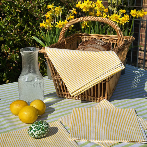 LIMON Striped Blockprint Napkins, Set of 4