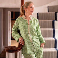 LUNA Verde Blockprint Long Cotton Pyjamas