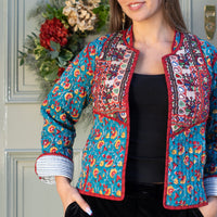 MARLO Patchwork Short Quilted Cotton Jacket