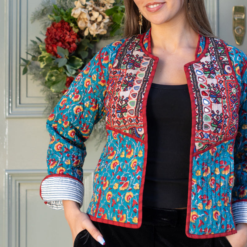 MARLO Patchwork Short Quilted Cotton Jacket