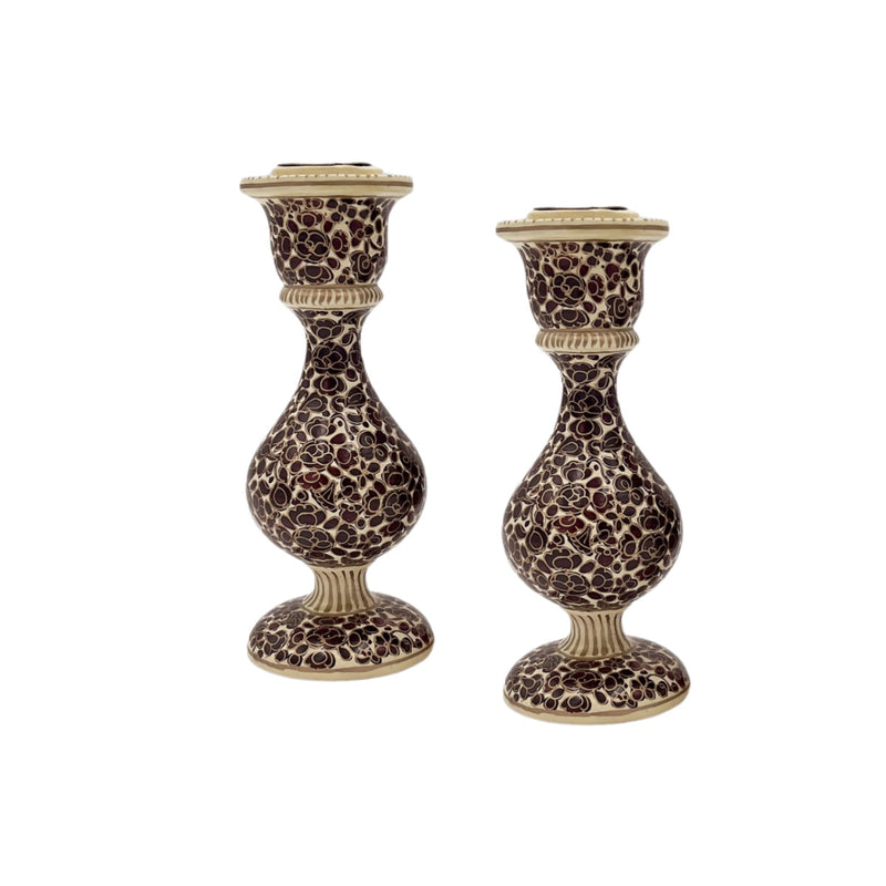 MEHR Burgundy & Gold Candle Holder (Pair)