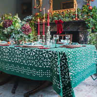 MALAIKA Holly Green Applique Tablecloth