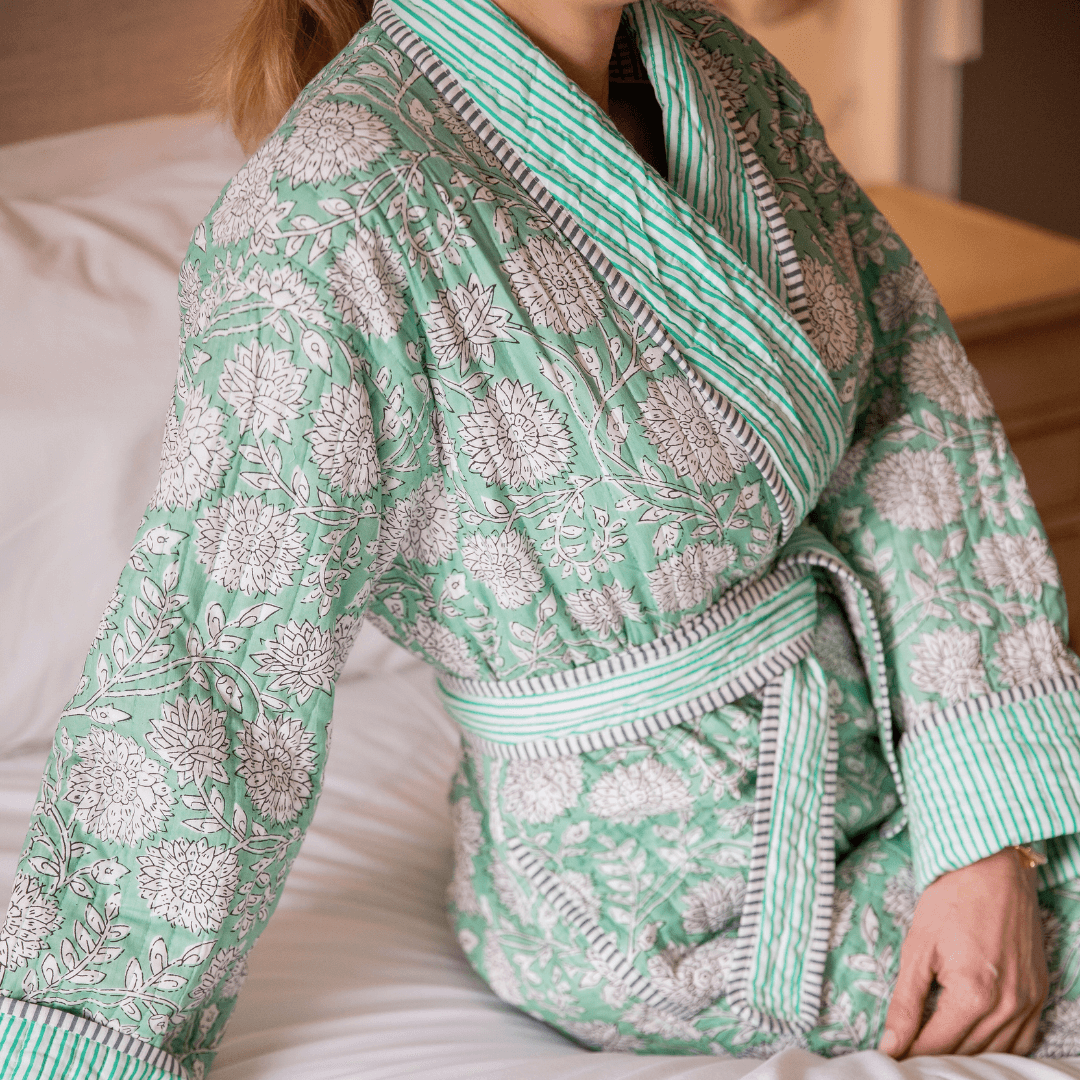 ZINAT MINT Quilted Long Dressing Gown