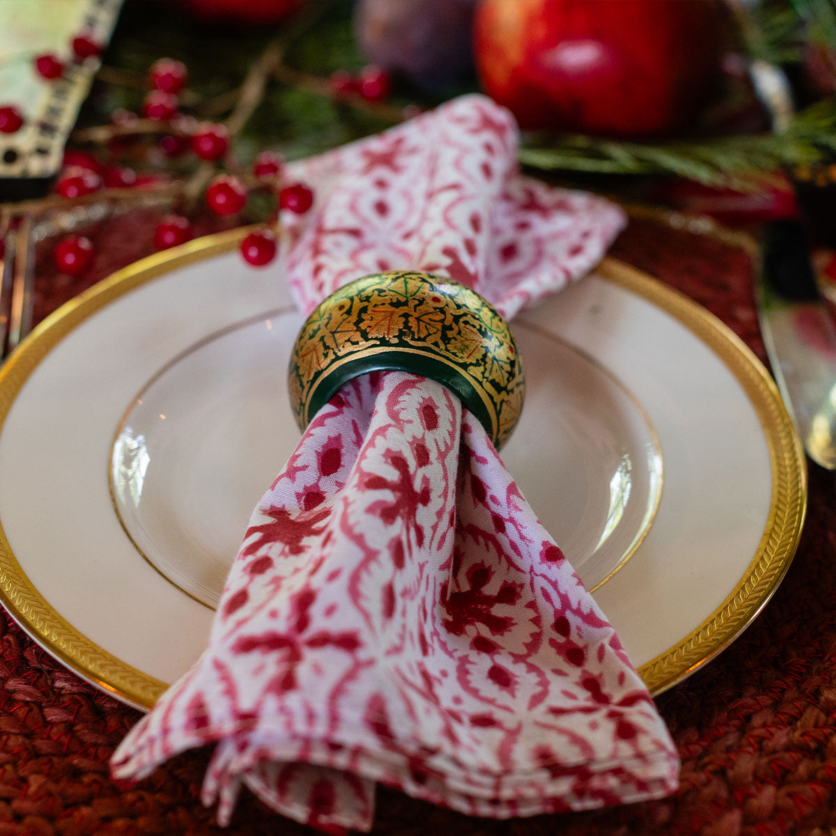 AFROZE Berry Blockprint Napkins