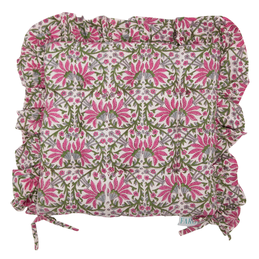 Nargis Blockprint Seat Pad, Seat Cushion