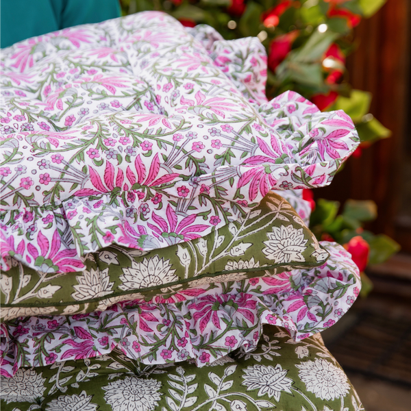 Stack of FARO Blockprint Seat Pads for Summer