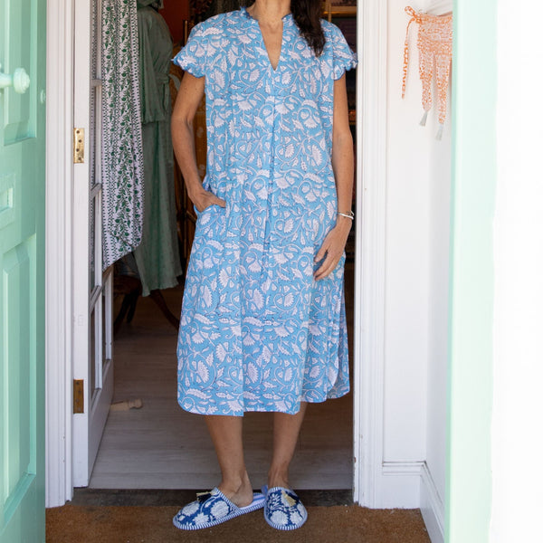 NILAYA Cap Sleeve Blockprint Nightie