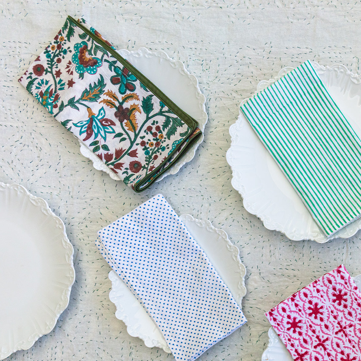 NILOFER TEAL Blockprint Napkins