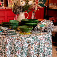 autumn tablecloths, block print table linen, printed tablecloths, autumn table linens, cotton tablecloths, faro tablecloths