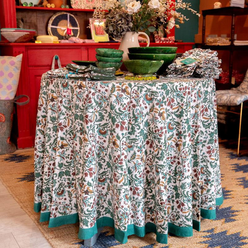 NILOFER TEAL Blockprint Tablecloth