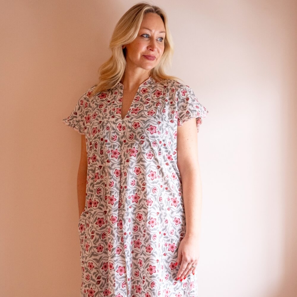 SORAYA Rose Cap Sleeve Blockprint Nightie