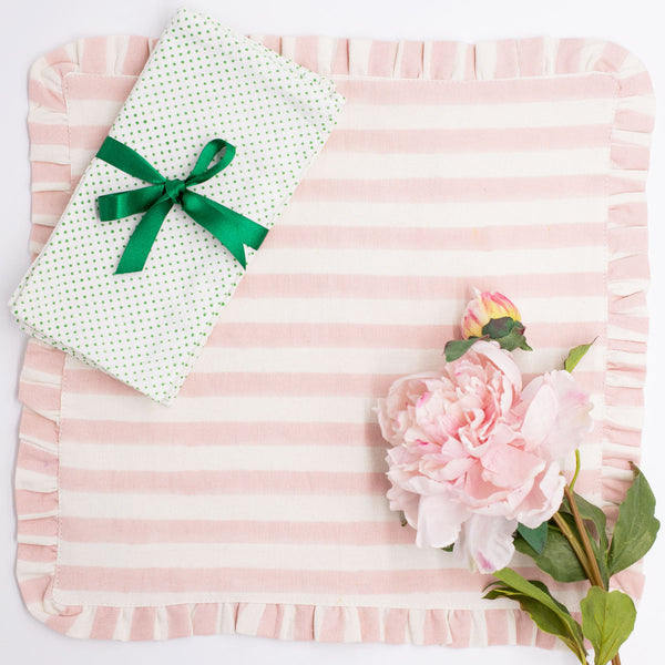 GREEN Polka Blockprint Napkins