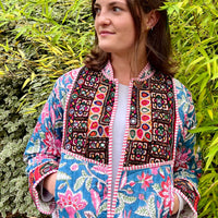 NARGIS Patchwork Short Quilted Cotton Jacket