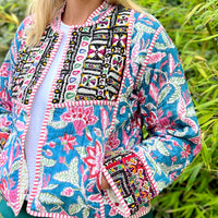 NARGIS Patchwork Short Quilted Cotton Jacket