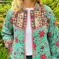 LILA Patchwork Short Quilted Cotton Jacket