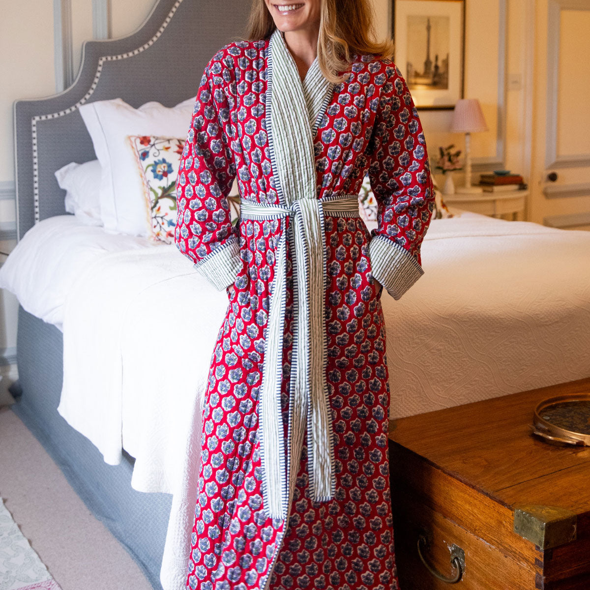 CLARET BUTI Quilted Long Dressing Gown