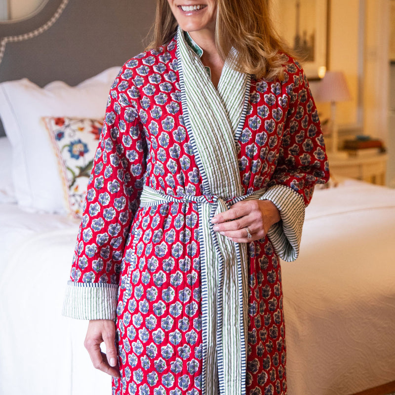 CLARET BUTI Quilted Long Dressing Gown