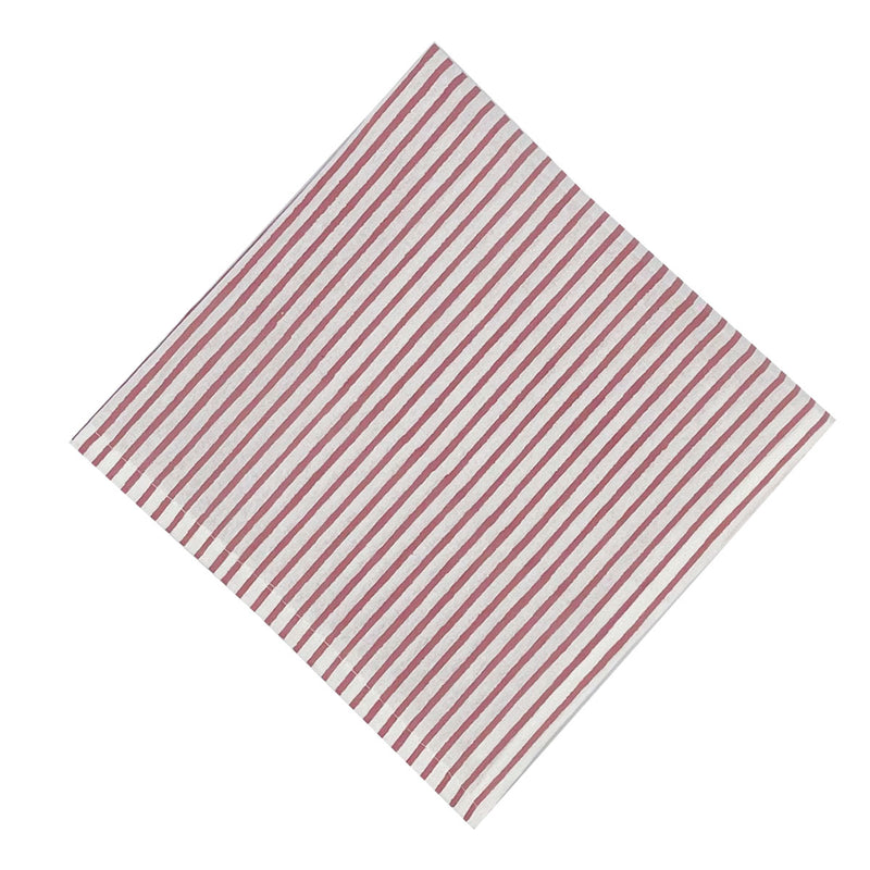 FLORENCE DUSTY ROSE Striped Blockprint Napkins