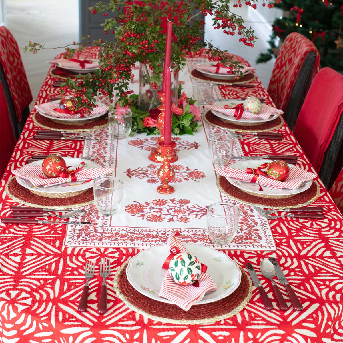 RUBY RU Blockprint Table Runner