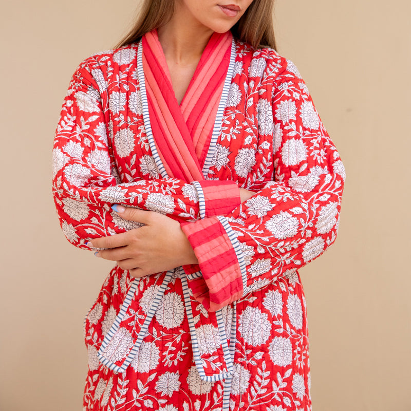 ZINAT ROUGE Quilted Long Dressing Gown