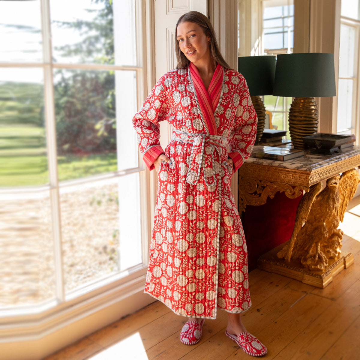 ZINAT ROUGE Quilted Long Dressing Gown