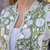 ZINAT OLIVE Short Quilted Cotton Jacket