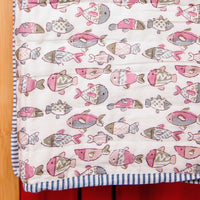 SEA SONG Blockprint Reversible Junior Quilt