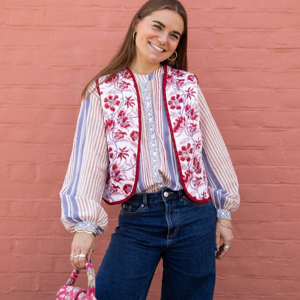 SHAIRA Quilted Blockprint Gilet