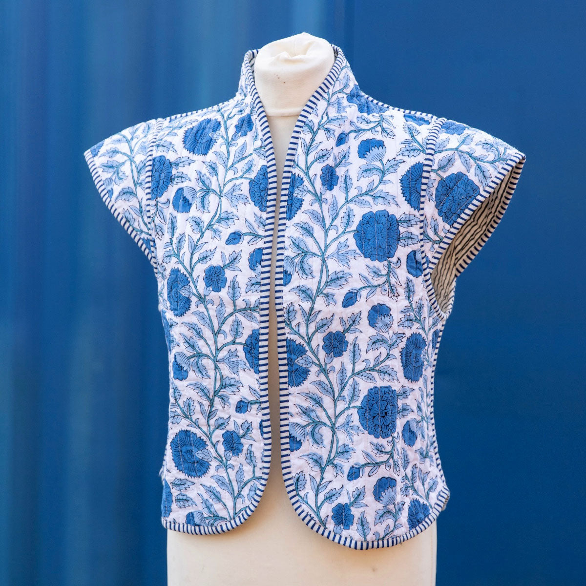 SOPHIE LAPIS Quilted Blockprint Gilet