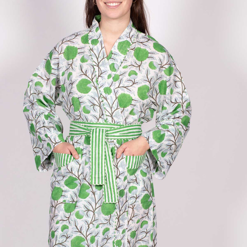 SOPHIE GREEN Blockprint Long Dressing Gown